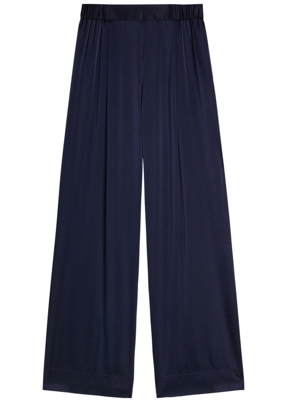 Photo: Forte_forte Pleated Stretch-silk Trousers Dark Blue