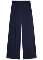 Forte_forte Pleated Stretch-silk Trousers Dark Blue