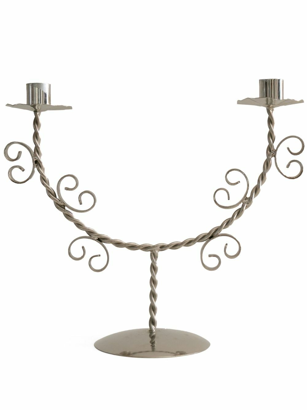 Sophie Lou Jacobsen Silver-Toned Twisted Two-Candle Candle Holder