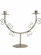 Sophie Lou Jacobsen Silver-Toned Twisted Two-Candle Candle Holder