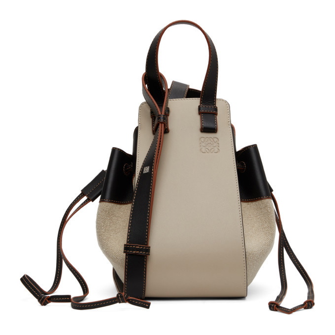 Hammock Mini Leather Shoulder Bag in Beige - Loewe