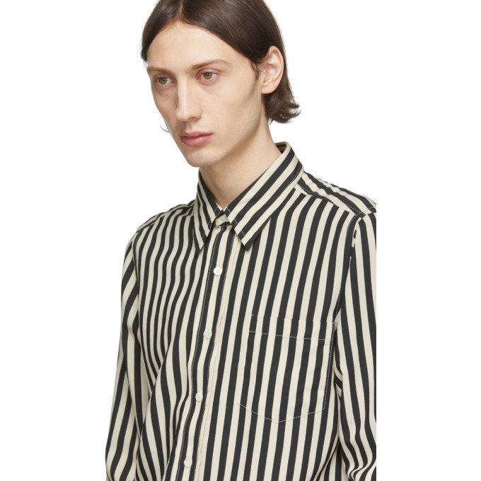 off white black and white striped shirt