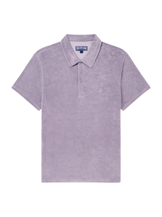 Photo: Vilebrequin - Phoenix Logo-Embroidered Organic Cotton-Blend Terry Polo Shirt - Purple