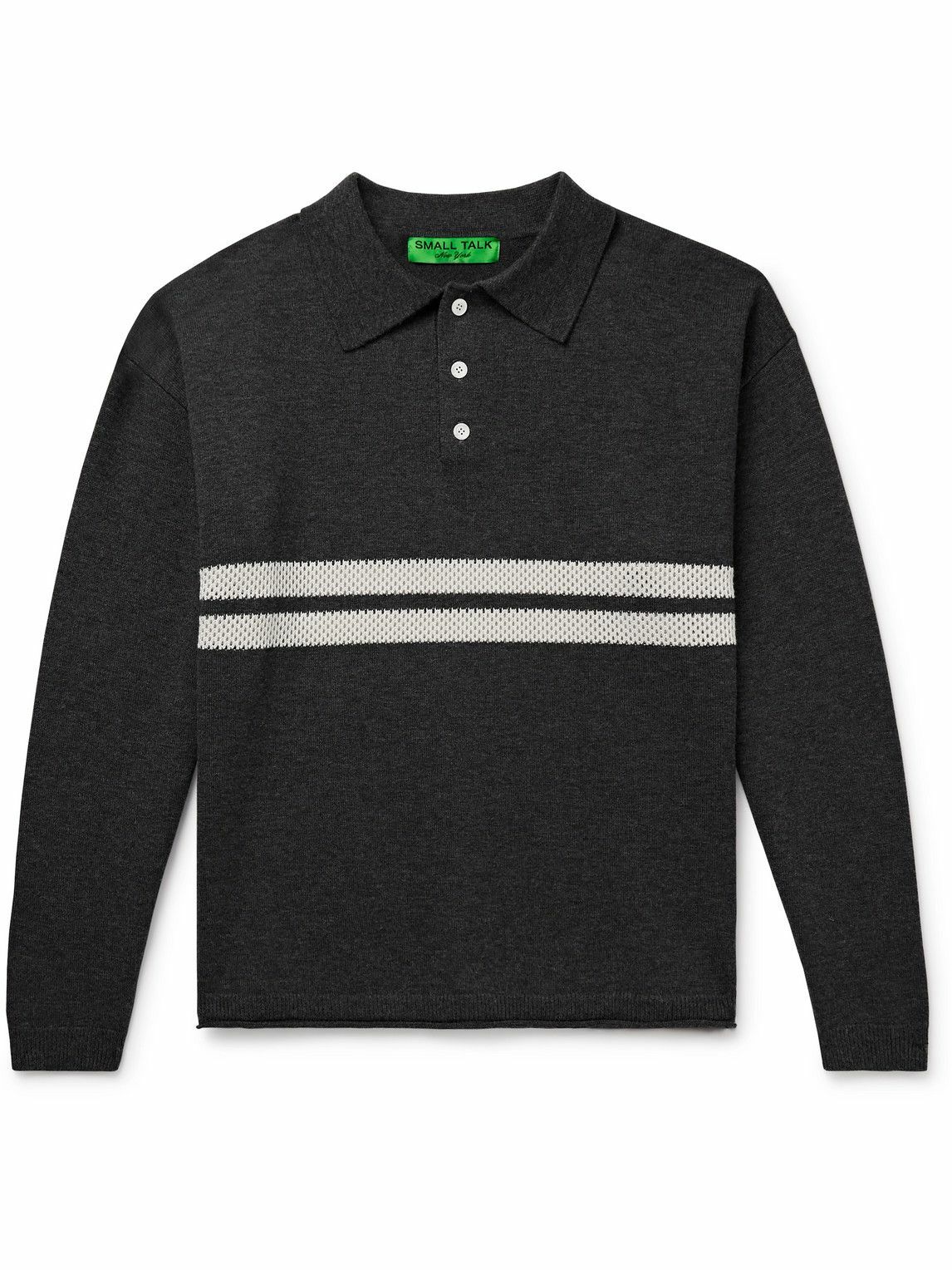 Small Talk - Crochet-Trimmed Merino Wool and Cotton-Blend Polo Shirt - Gray