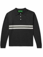 Small Talk - Crochet-Trimmed Merino Wool and Cotton-Blend Polo Shirt - Gray