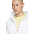 Thom Browne White Classic Zip-Up 4-Bar Hoodie