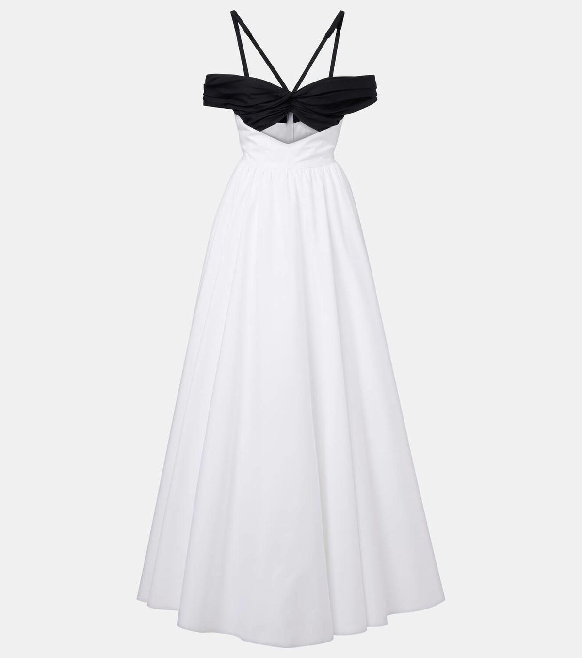 Giambattista Valli Cutout ruched off-shoulder cotton gown