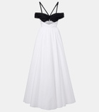 Giambattista Valli Cutout ruched off-shoulder cotton gown