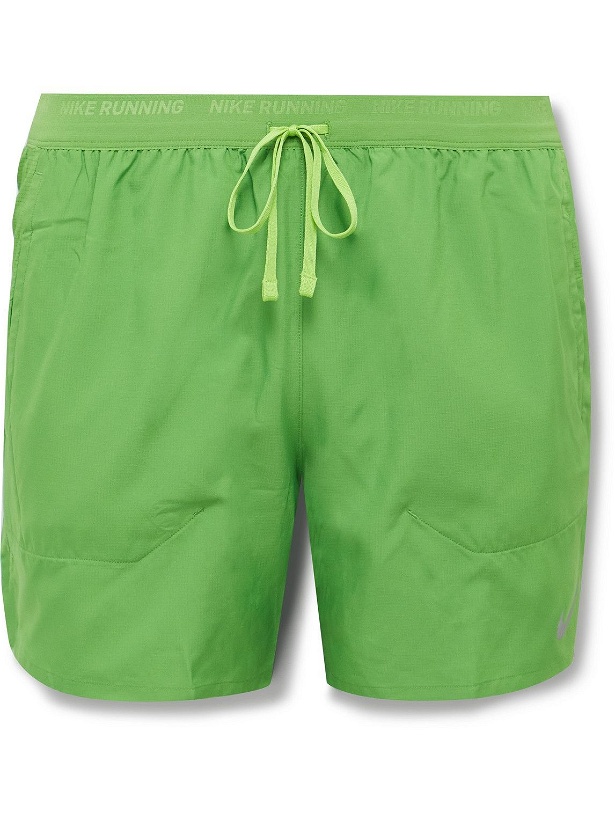 Photo: Nike Running - Stride Straight-Leg Mesh-Panelled Dri-FIT Ripstop Shorts - Green