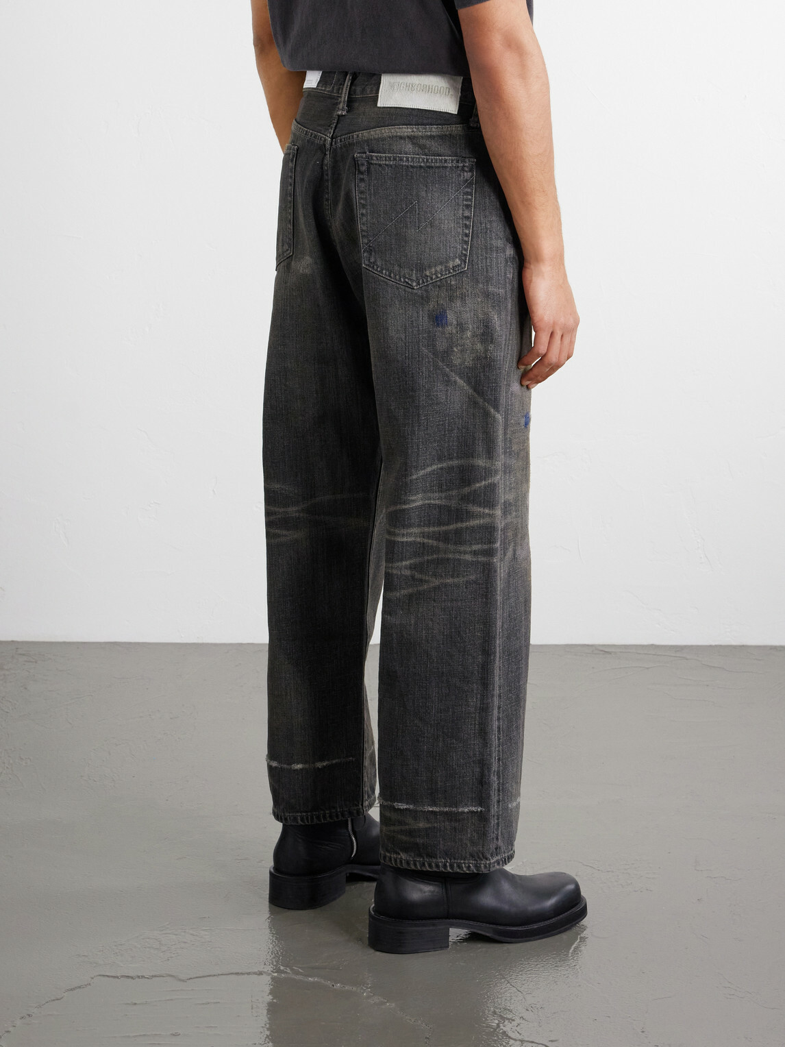Neighborhood - Savage Wide-Leg Bead-Embellished Distressed Jeans - Black