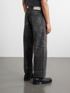 Neighborhood - Savage Wide-Leg Bead-Embellished Distressed Jeans - Black