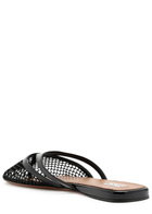 Alaïa Infradito Mesh and Patent Leather Mules Black