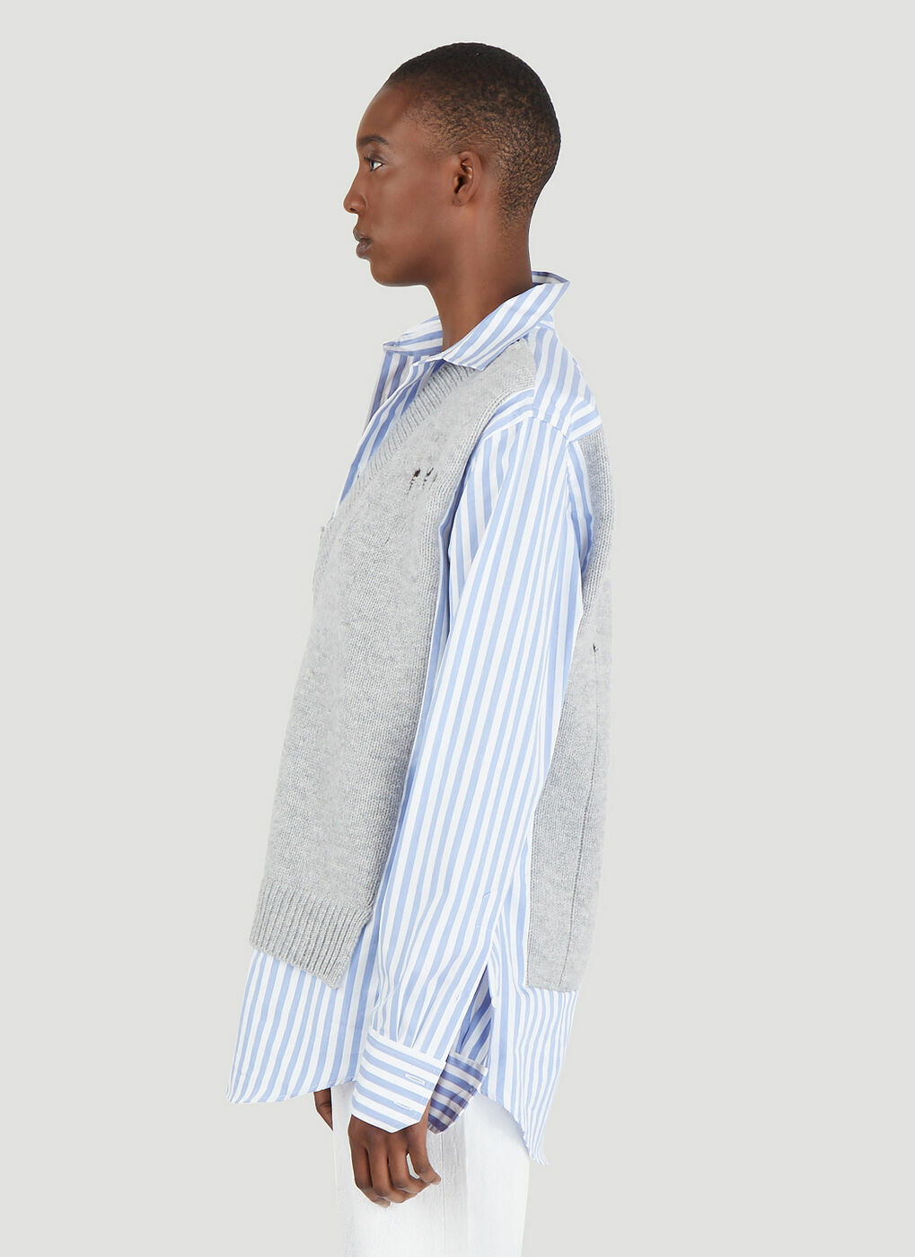 Maison Margiela // Blue & Beige Layered Sweater Shirt – VSP Consignment
