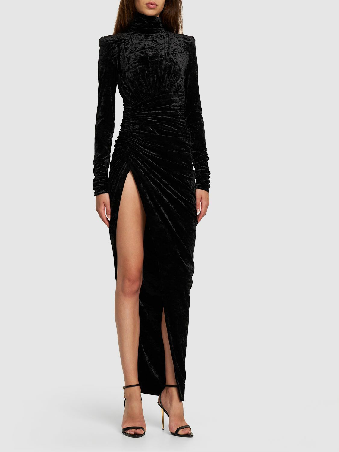 ALEXANDRE VAUTHIER - Crushed Velvet Long Dress Alexandre Vauthier ALEXANDRE VAUTHIER - Crushed Velvet Long Dress Alexandre Vauthier