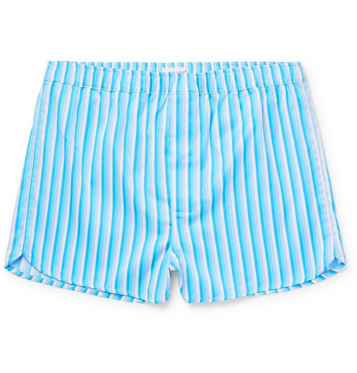 Photo: DEREK ROSE - Striped Cotton Boxer Shorts - Blue