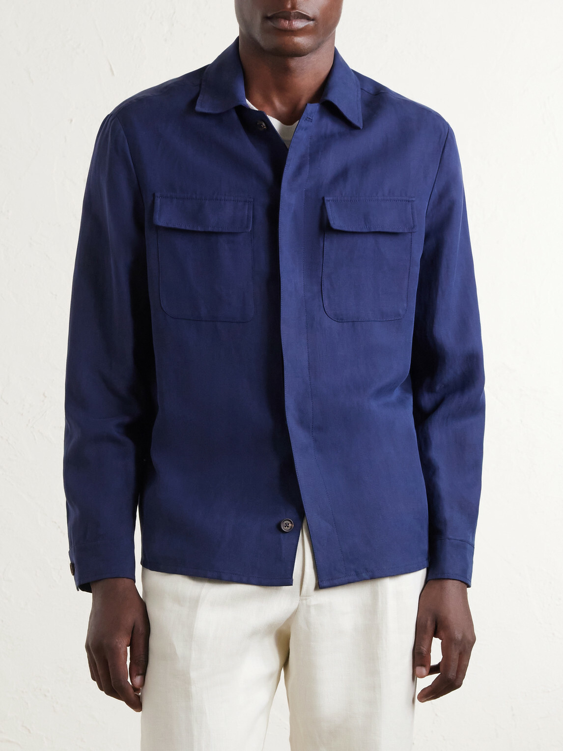 Eleventy - Lyocell and Linen-Blend Shirt - Blue