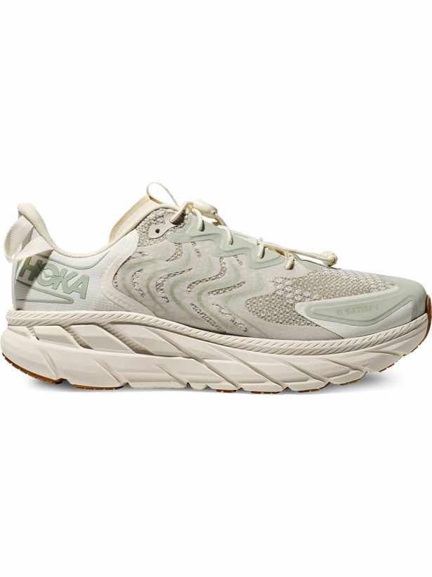 Photo: Hoka One One - Satisfy Clifton LS Rubber-Trimmed Mesh Sneakers - White