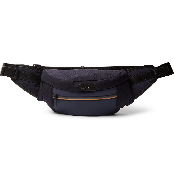 Photo: Paul Smith - Leather-Trimmed Ripstop and Shell Belt Bag - Blue