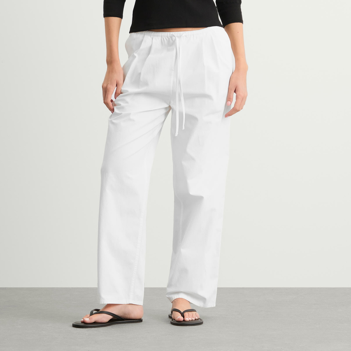 Nothing Written Women's Lazy Cotton Drawstring Pants in White