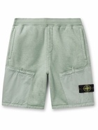 Stone Island - Straight-Leg Logo-Appliqued Twill-Trimmed Cotton-Blend Jersey Shorts - Green