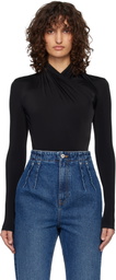 Mugler Black Scarf Bodysuit