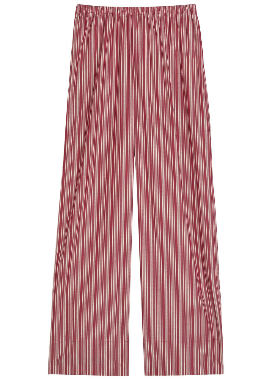 Faithfull The Brand Tone Striped Straight-leg Cotton Trousers Red