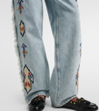 Marant Etoile Maella embroidered fringed straight jeans