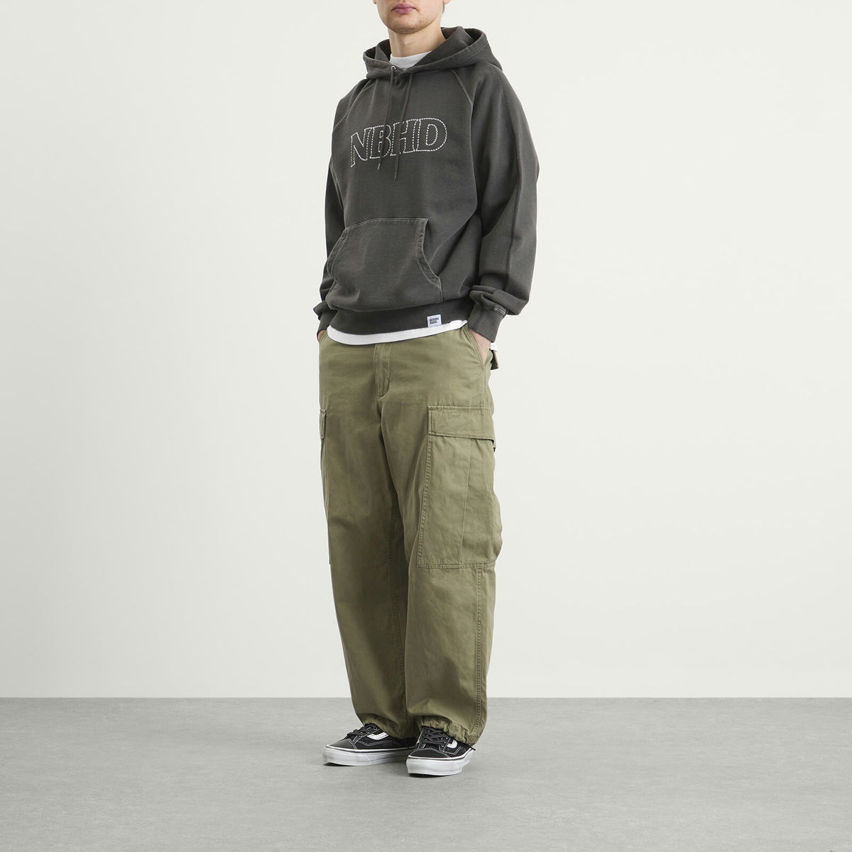 Neighborhood Men's Pigment Dyed Sweat Hoodie in Black Neighborhood