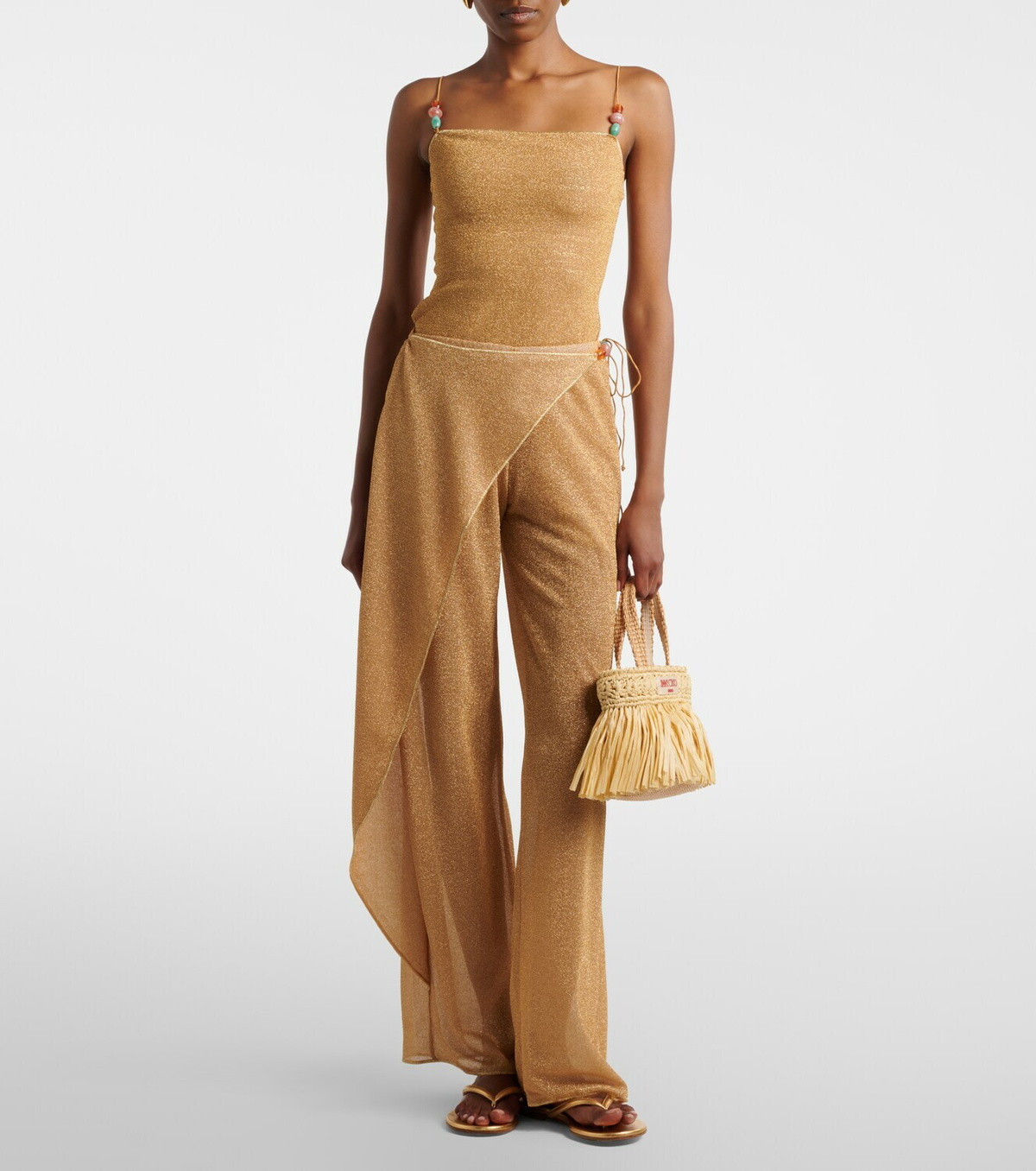 Oséree Lumière beaded wide-leg pants