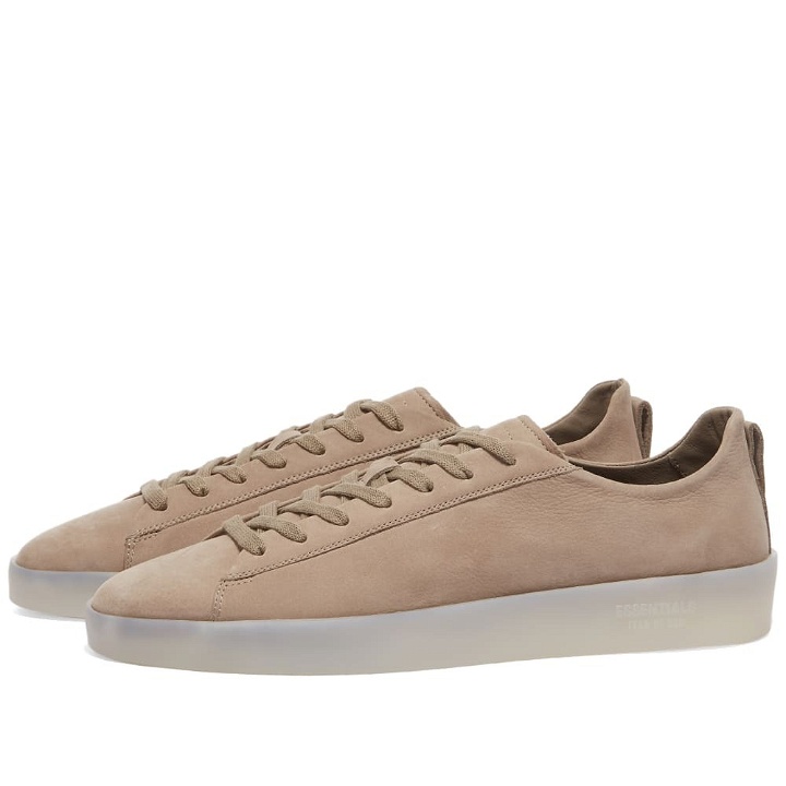 Photo: Fear of God ESSENTIALS Men's Tennis Low Sneakers in Warm Taupe