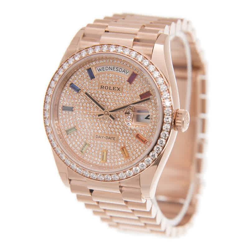 Rolex Day-Date 36 Paved Dial Automatic 18kt Everose Gold President Watch 128345DSP