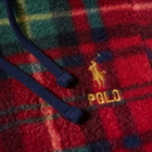 Polo Ralph Lauren Men's Sherpa Plaid Popover Hoody in Royal Crimson Plaid