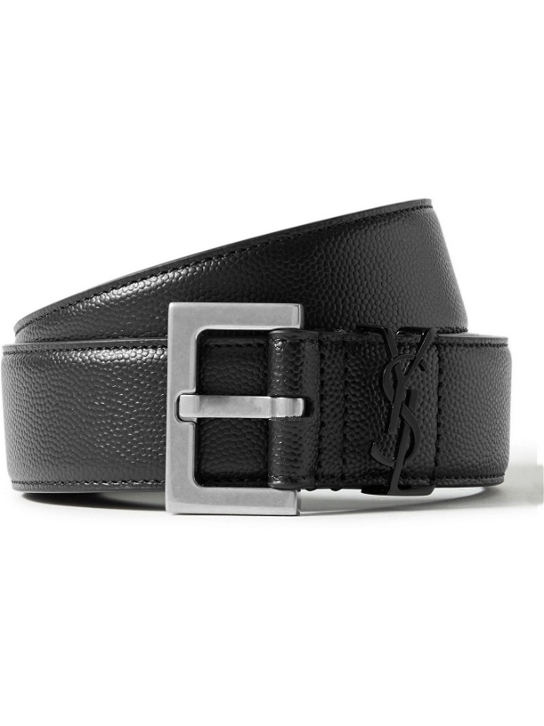 Photo: SAINT LAURENT - 3cm Pebble-Grain Leather Belt - Black
