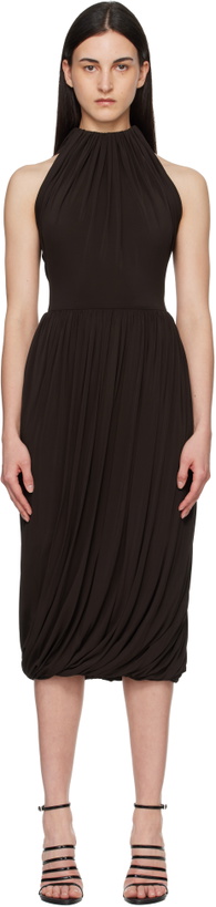 Photo: ALAÏA Brown Twisted Soft Jersey Midi Dress