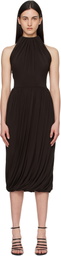 ALAÏA Brown Twisted Soft Jersey Midi Dress
