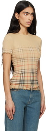 Burberry Beige Gradient Check Stretch Cotton T-shirt