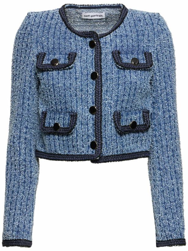 Photo: SELF-PORTRAIT Textured Cotton Denim Jacket