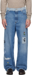 Marni Blue Embroidered Jeans