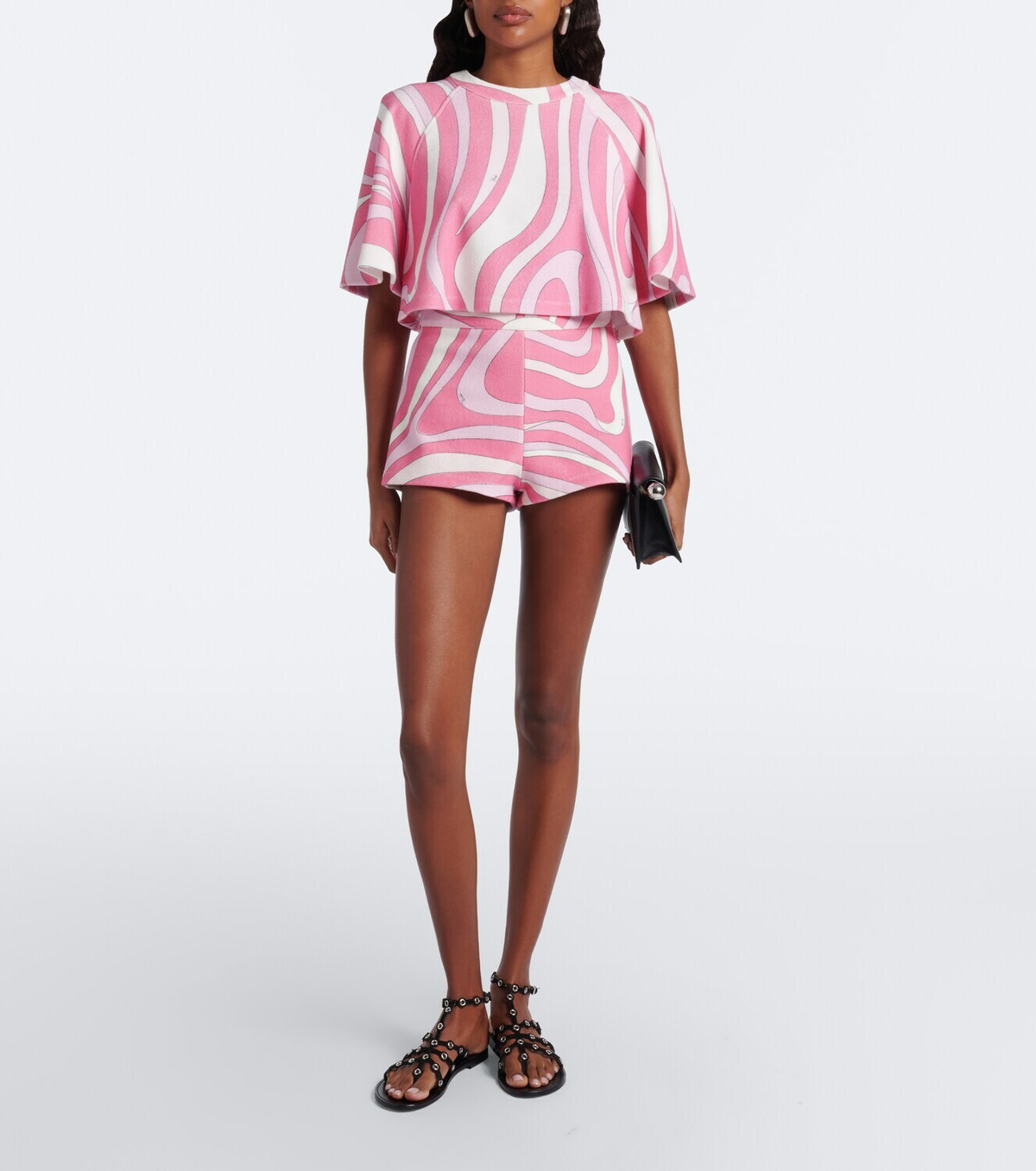 Pucci Marmo cotton-blend terry crop top