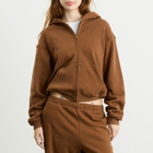 SKIMS Women's Cotton Fleece Classic Zip Up Hoodie in Bison