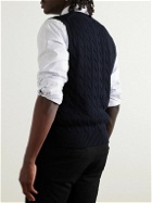 Polo Ralph Lauren - Slim-Fit Logo-Embroidered Cable-Knit Cotton Sweater Vest - Blue