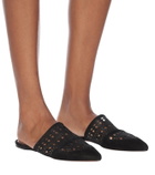 Alaïa Laser-cut mesh and suede slippers