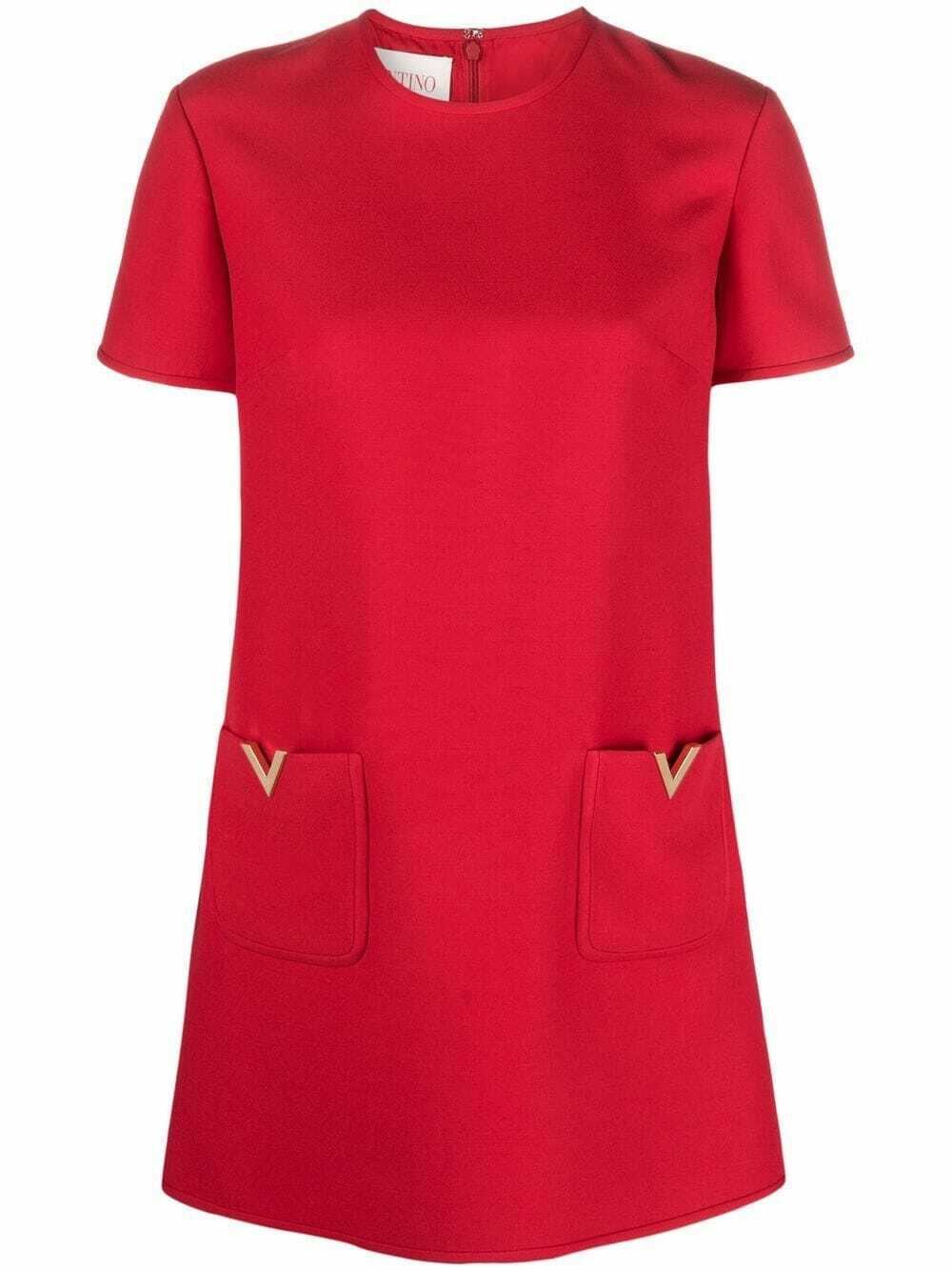 Midi Dress in Crepe with Short Sleeves
