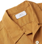 Mr P. - Convertible-Collar Garment-Dyed Lyocell, Linen and Cotton-Blend Shirt - Orange