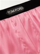 TOM FORD - Velvet-Trimmed Silk-Satin Boxer Shorts - Pink