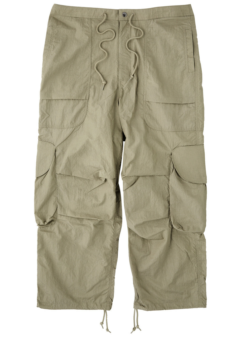 Entire Studios Freight Crinkled Nylon Cargo Trousers Sage