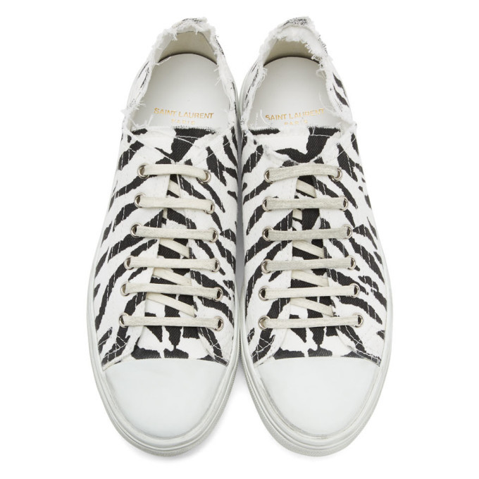 Saint Laurent White and Black Zebra Bedford Sneakers Saint Laurent