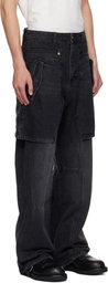 Andersson Bell Black Raptor Layered Wide-Leg Jeans