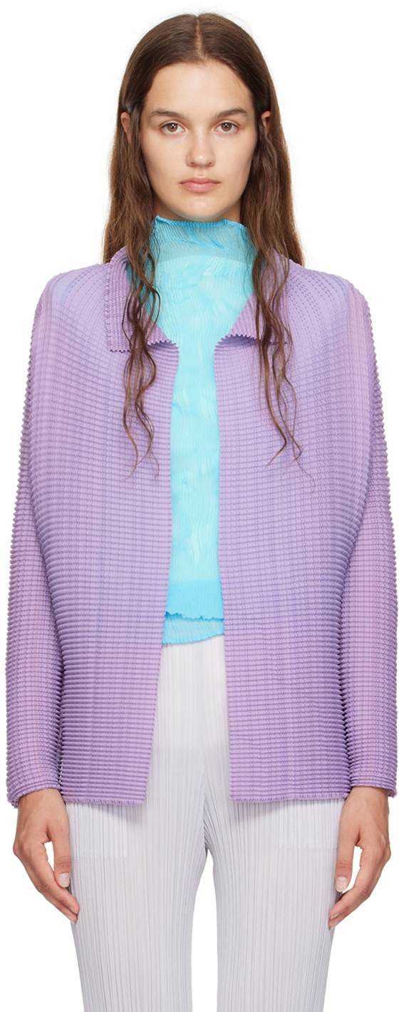 ISSEY MIYAKE Purple Wooly Pleats-48 Cardigan Issey Miyake Men