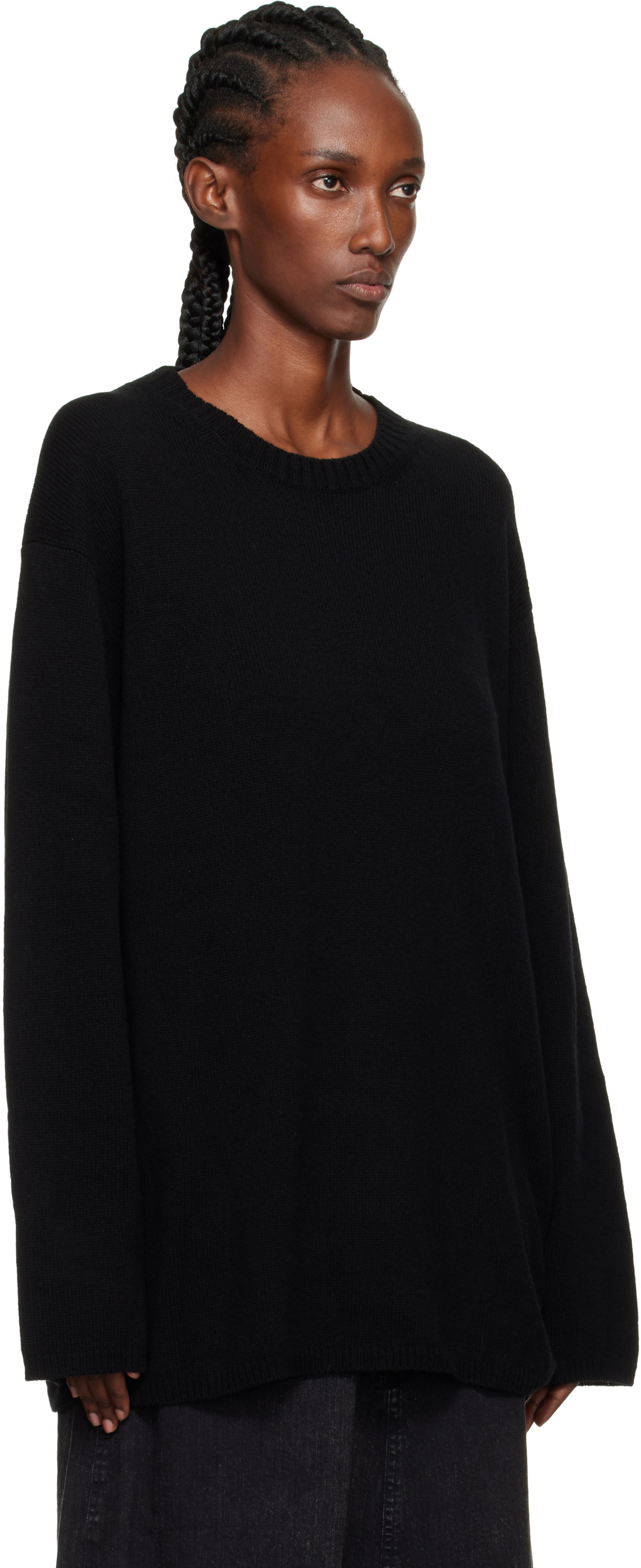 YOHJI YAMAMOTO Black String Round Neck Sweater